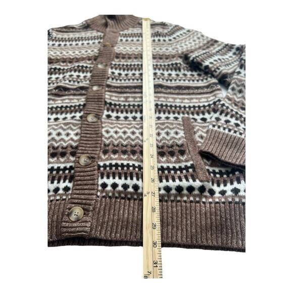 UpWest Cardigan Sweater Mens Lg Shawl Collar Wool Blend Fair Isle Cozy Grandpa - Picture 6 of 10